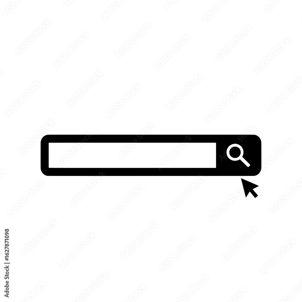 Search Bar Icon: Simple, Modern, Black and White Cursor Click Graphic Design Element. Search Bar Icon: Simple, Modern, Black and White Cursor Click Graphic Design Element.