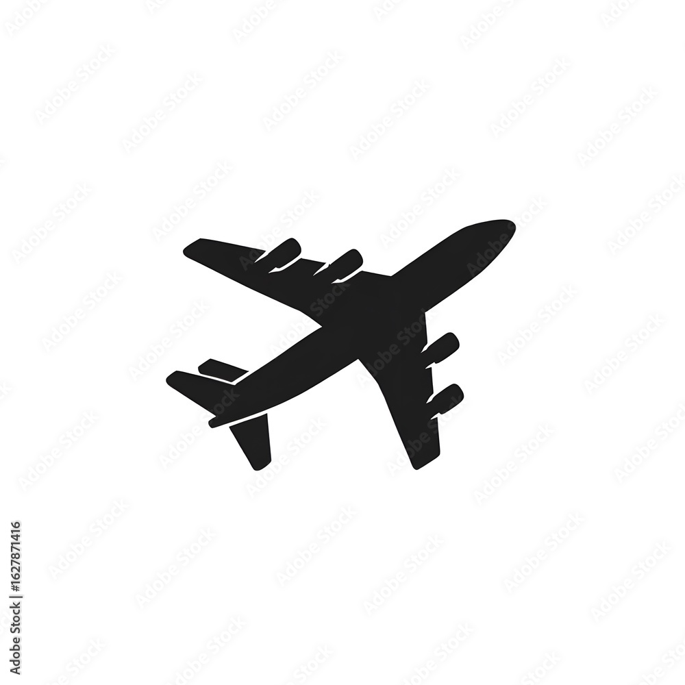 Obraz premium Black airplane in flight.