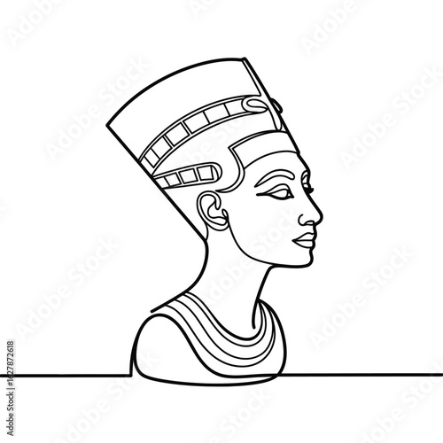 Elegant line art portrait of nefertiti s iconic bust