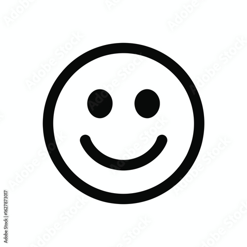 Simple black and white smiley face icon with a happy expression