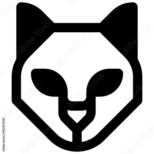 Black cat. Outlined stroke vector icon with black-filled details.