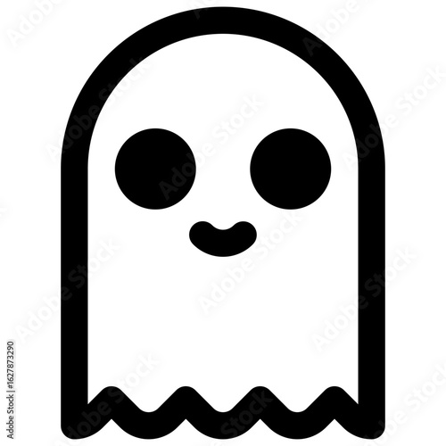 Ghost. Outlined stroke vector icon with black-filled details.