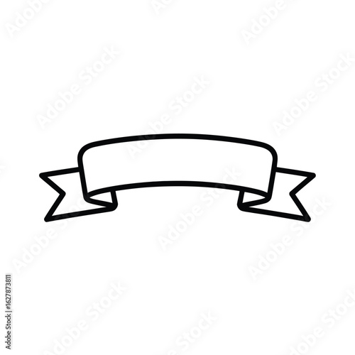 Simple hand drawn banner ribbon outline for design