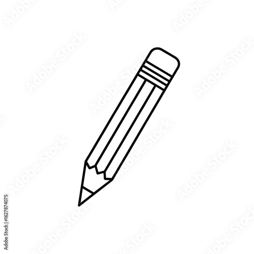 Simple hand drawn outline of a pencil on a white background