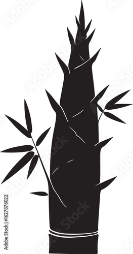  Bamboo Shoot in silhouette image white backgrpound.