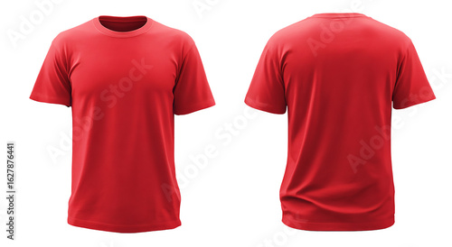 Wallpaper Mural Red tshirt mockup isolated on transparent background, showcasing front and back views for apparel design and casual wear concepts with a blank template Torontodigital.ca