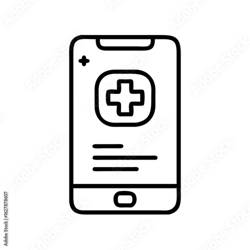 Smartphone with healthcare app interface and medical cross icon  