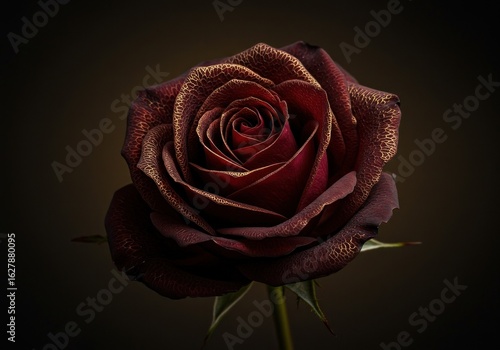 Close-up deep burgundy rose