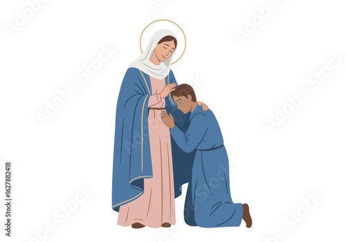 Annunciation: Mary Virgin Mary and Kneeling Joseph.