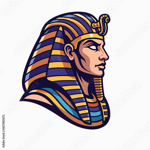 Detailed pharaoh illustration is perfect for logo, mascot designs, with majestic ancient egyptian ruler. Pharaoh drawing emphasizes power and legacy, for use in branding or creative projects,