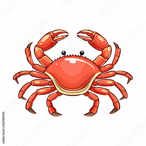 Cartoon crab illustration with a vibrant orange hue, perfect for a cute mascot