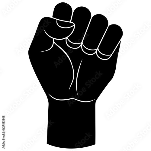 Fist Hand Silhouette Vector on White Background