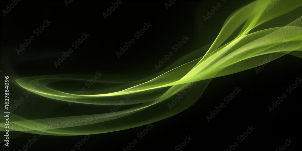 Fototapeta premium Abstract flowing green and blue lines in a futuristic wave pattern, creating a vibrant wallpaper design