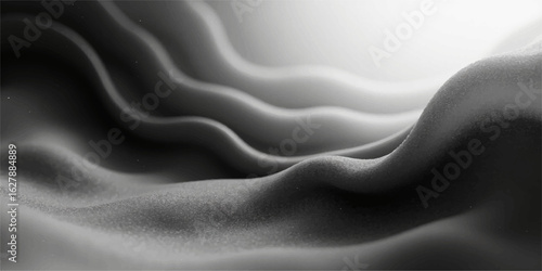 Black satin and silk fabric background with smooth flowing waves and elegant shiny texture design