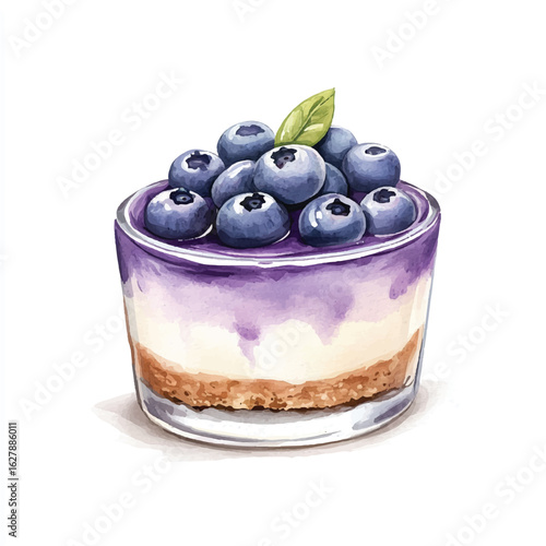 a cute Blueberry cheesecake in a mini glass pot