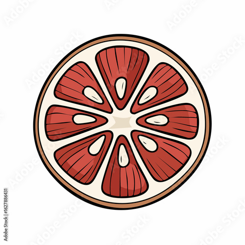 Illustration of a Vibrant Grapefruit Slice Emphasizing Health and Freshness Symbolism