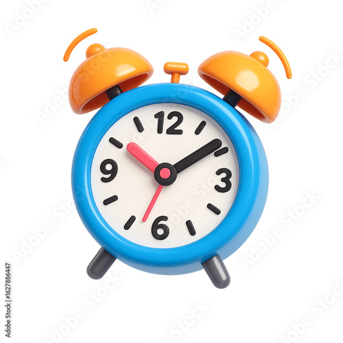 A vibrant cartoon alarm clock rings with a joyful, energetic morning wake-up call.