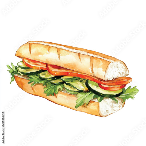 a cute Banh mi sandwich filled with pickled vegetable
