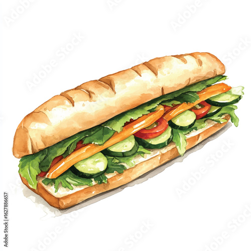 a cute Banh mi sandwich filled with pickled vegetable