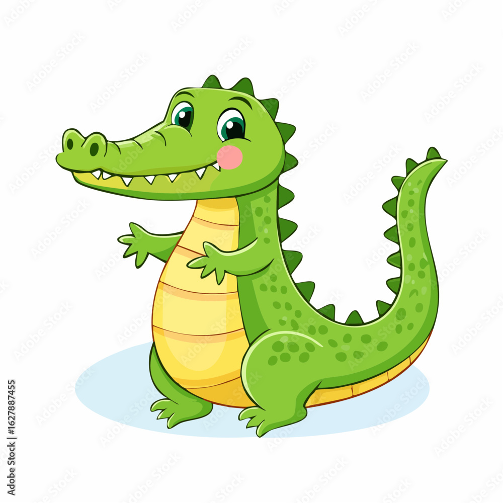 Fototapeta premium Adorable cartoon alligator character with a friendly expression and welcoming posture