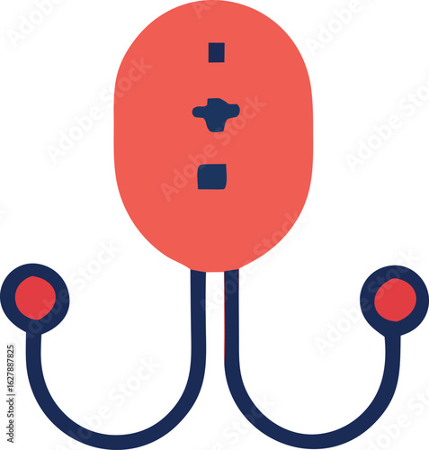 A simple stylized illustration of a red wall mounted double hook with blue accents perfect for organizing coats or accessories
