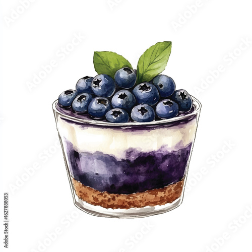 a cute Blueberry cheesecake in a mini glass pot