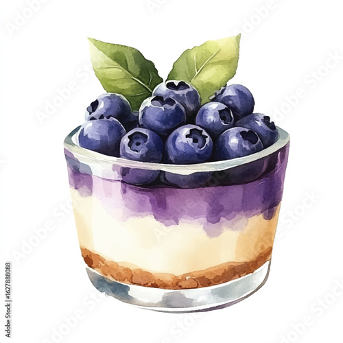 a cute Blueberry cheesecake in a mini glass pot