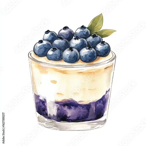 a cute Blueberry cheesecake in a mini glass pot