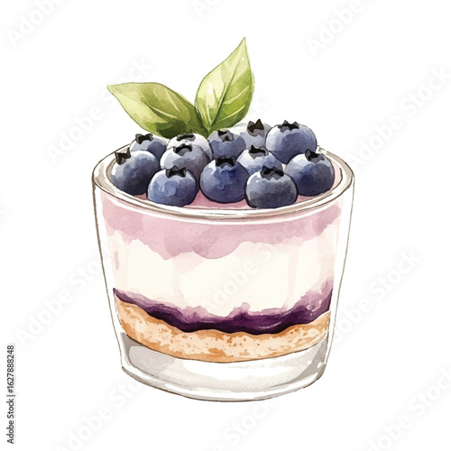 a cute Blueberry cheesecake in a mini glass pot