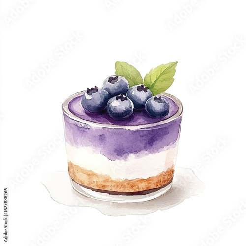 a cute Blueberry cheesecake in a mini glass pot