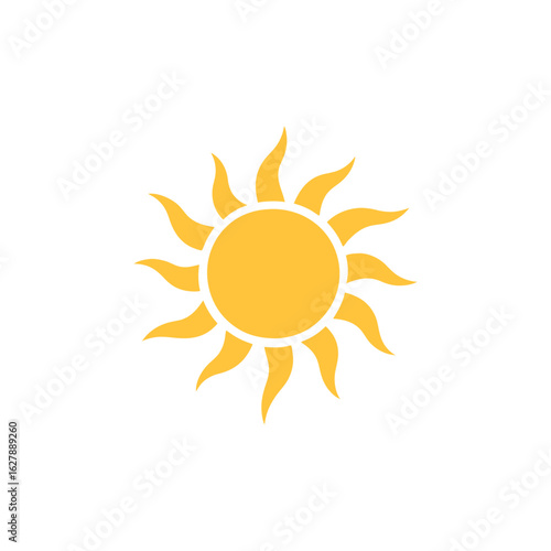 Golden Radiance A Symbolic Sun Shining Brightly A Simple Yet Striking Solar Representation Illuminating Warmth And Energy On A Clean White Canvas