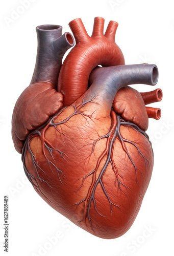 Wallpaper Mural Detailed anatomical illustration of a human heart with arteries and veins visible on transparent background. Torontodigital.ca