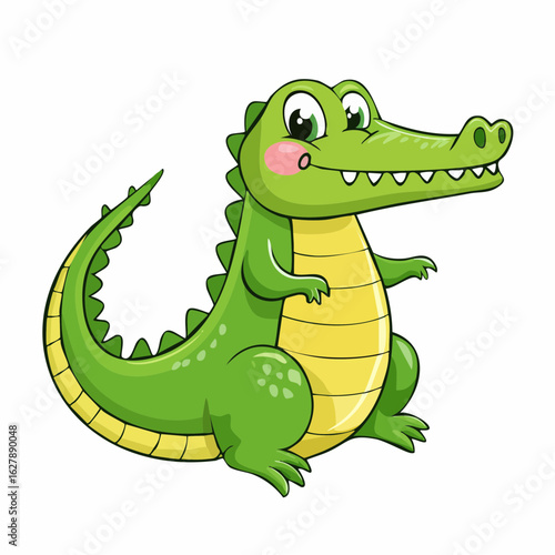 Friendly alligator character illustration with playful expression and vibrant colors