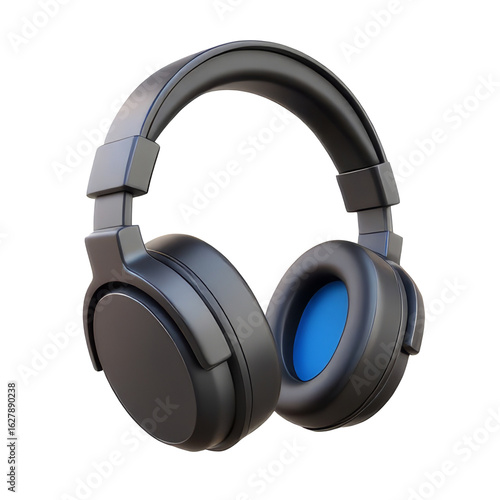 Noise-Cancelling Headphones 3D Icon with glossy minimal emoji style object, isolated PNG on transparent background