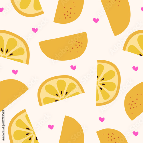 Cute orange fruits pattern background vector design