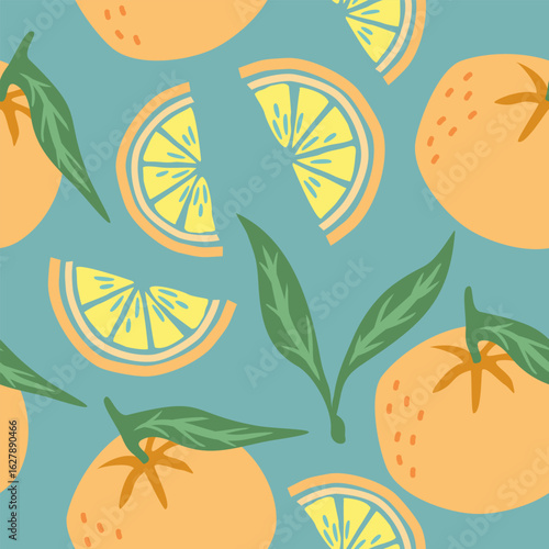 Cute orange fruits pattern background vector design