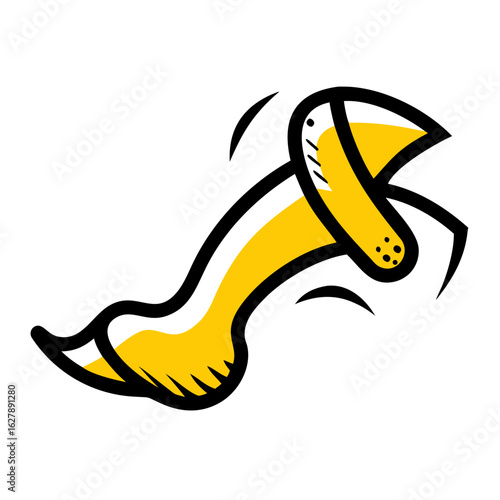 Cartoon illustration of a yellow foot and leg isolated on white background