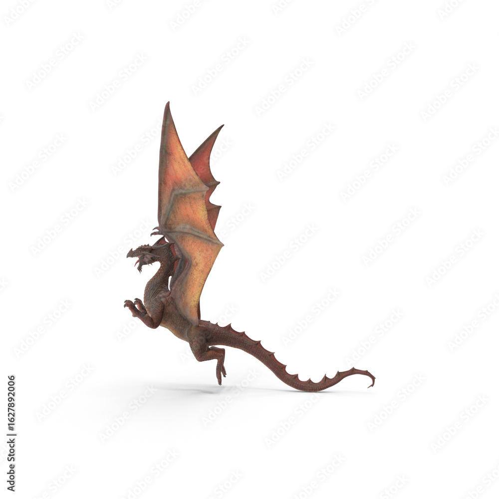 Fototapeta premium Flying Red Dragon Fantasy Creature Isolated on Transparent Background