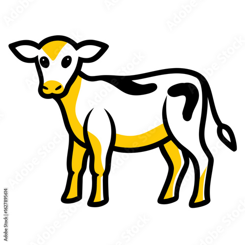 Cute cartoon calf isolated on white background