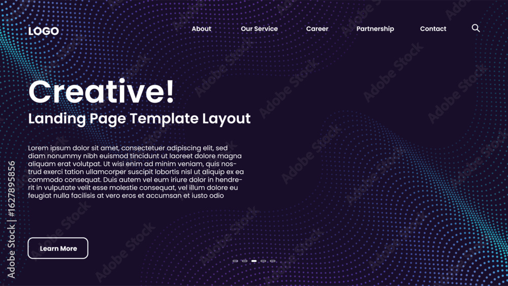 Obraz premium Blue gradient dotted wave pattern on a dark background ideal for modern landing pages digital templates websites and creative graphic design projects