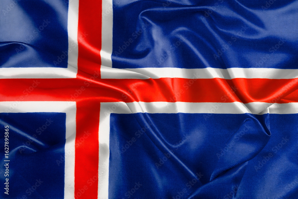 Fototapeta premium Waving national flag of Iceland, 3D illustration.