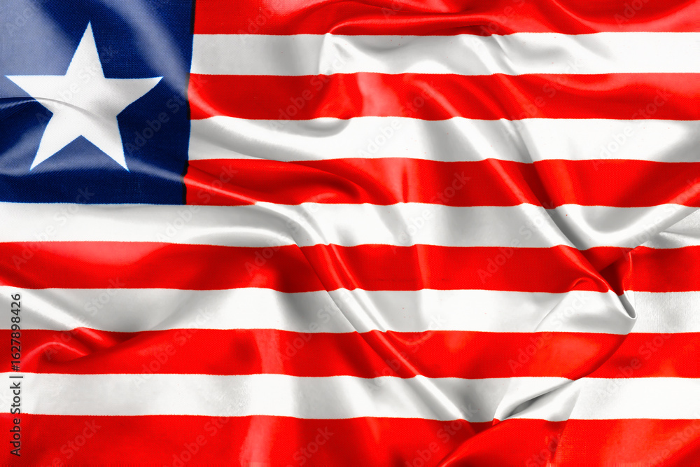 Obraz premium Waving national flag of Liberia, 3D illustration.