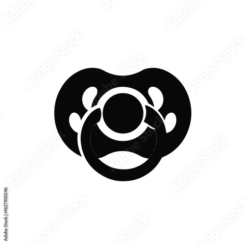 Black and white silhouette of pacifier on crib sheet, baby comfort