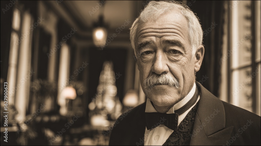 Naklejka premium Mature man portrait in sepia tones