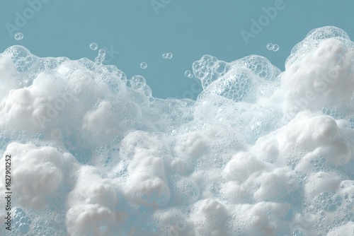 Abundant, soft, white suds against a pale teal backdrop