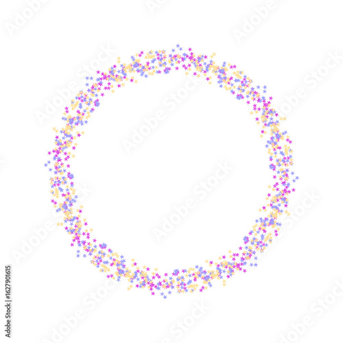Pastel Confetti Circle Frame or Abstract Wreath Border on White Background