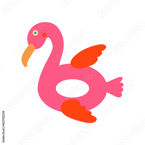 Vibrant flamingo floatie illustration for summer fun designs, perfect for poolside parties and tropical vacations, eye-catching summer element