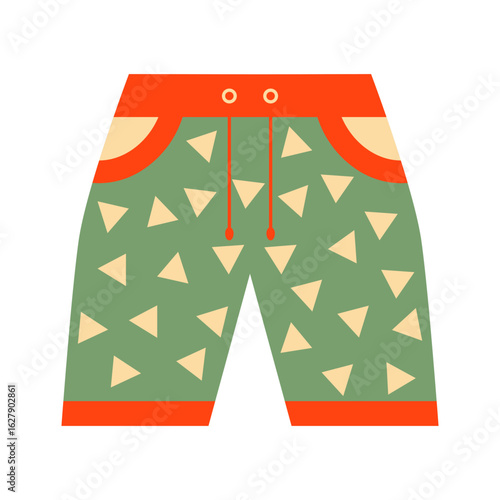 Stylish summer beach shorts with fun triangle pattern, perfect for vacation vibes, poolside lounging, and tropical getaways in a vibrant design