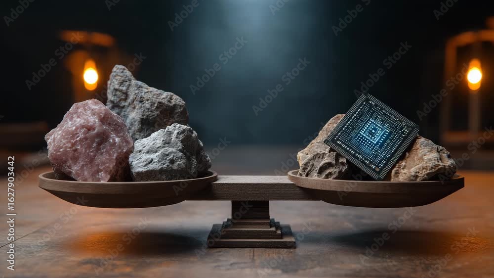 Weighing Rocks Two scales with rocks on them. dramatic scale weighing raw rare earth ...