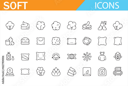Vector icons of soft fabrics and plush items perfect for home and bedding design.